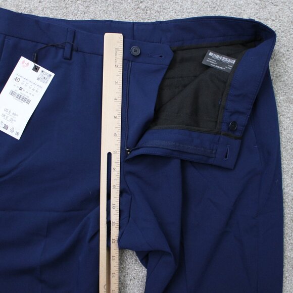 ZARA Dress Pants NWT Mens 32x32 Blue Polyester/Viscose Stretch Flat Front - Picture 9 of 15